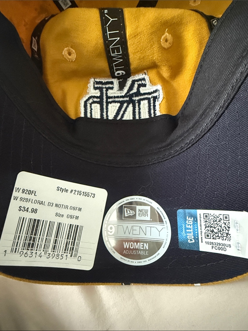 New Era Yellow Floral Notre Dame Logo Cap - Picture 4 of 4